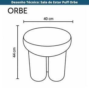 Desenho Tecnico Sala de Estar Puff Orbe Azul meia noite